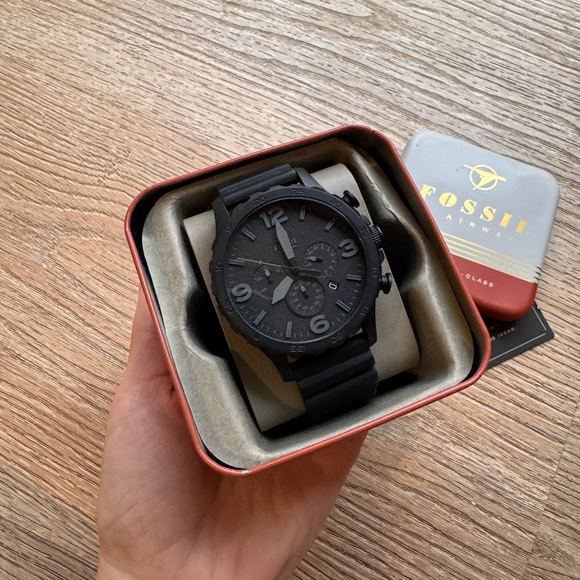 🎁Fossil Mens Matte Black Chronograph Watch - Picture 8 of 10